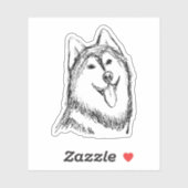 Sticker Croquis de chien Husky (Feuille)