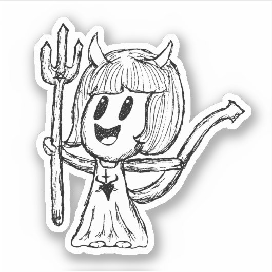 Sticker Croquis de fille de petit diable (Devant)