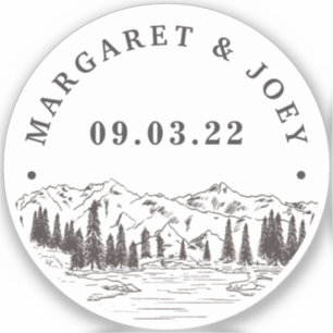 Sticker Croquis de montagne Mariage personnalisé