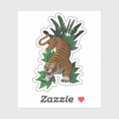 Sticker Croquis de tigre de couleur classique (Feuille)