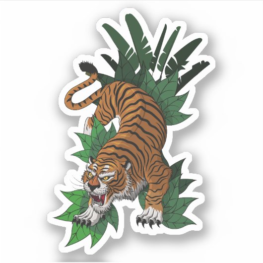 Sticker Croquis de tigre de couleur classique (Devant)