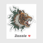 Sticker Croquis de tigre de couleur classique (Feuille)