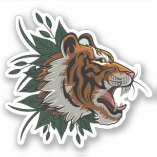 Sticker Croquis de tigre de couleur classique