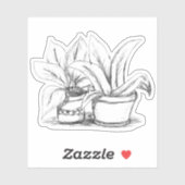 Sticker Croquis Plante pointé (Feuille)