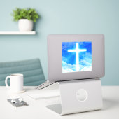 Sticker Cross of Light Jesus Christ Customizable Christian (Ordinateur portable sur le bureau)
