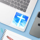Sticker Cross of Light Jesus Christ Customizable Christian (Ordinateur portable avec iPhone)