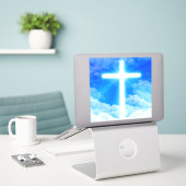 Sticker Cross of Light Jesus Christ Customizable Christian (Ordinateur portable sur le bureau)