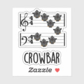 Sticker Crow Bar Musique Drôle Pun Oiseau (Feuille)