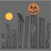 Sticker Crow & citrouille à la clôture pour Halloween (Devant)