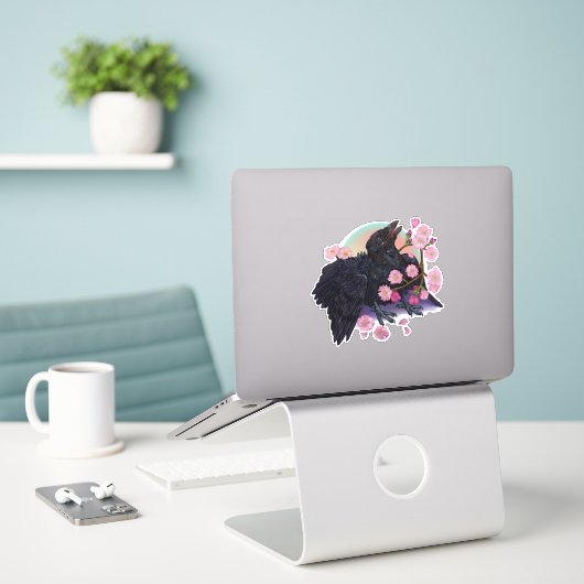 Sticker Crow naissant (Ordinateur portable sur le bureau)
