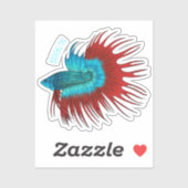 Sticker Crowntail betta fish dessin animé (Feuille)