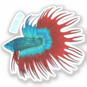 Sticker Crowntail betta fish dessin animé (Recto)