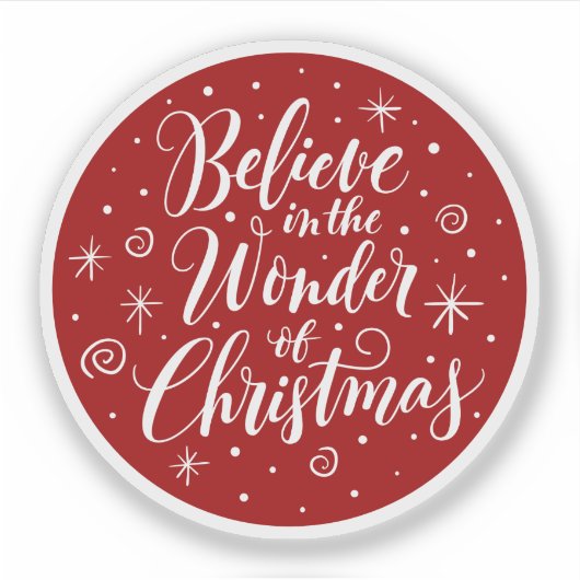 Sticker Croyez en l'étonnement de Noël Lettering Round (Devant)