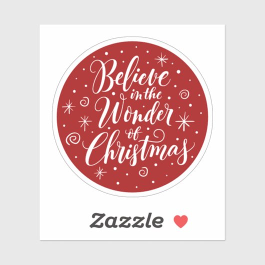 Sticker Croyez en l'étonnement de Noël Lettering Round (Feuille)