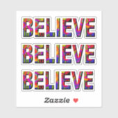 Sticker Croyez la conception de texte en gras coloré (Feuille)