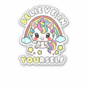 Sticker Croyez-Vous En Vous-Même Unicorn Message Positif (Devant)