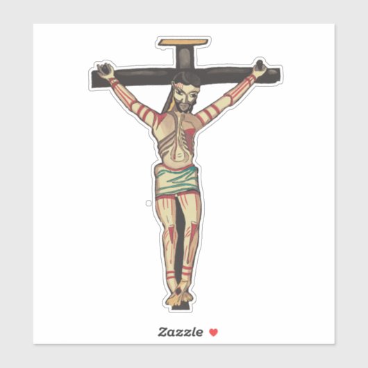 Sticker Crucifixion Jésus Christ Croix Aquarelle art (Feuille)