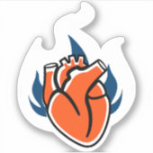 Sticker Crush orange du coeur flamboyant (Devant)