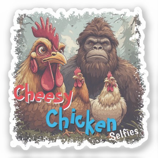 Sticker “Cryptid Photo Op” Cheesy Chicken Vinyl (Recto)