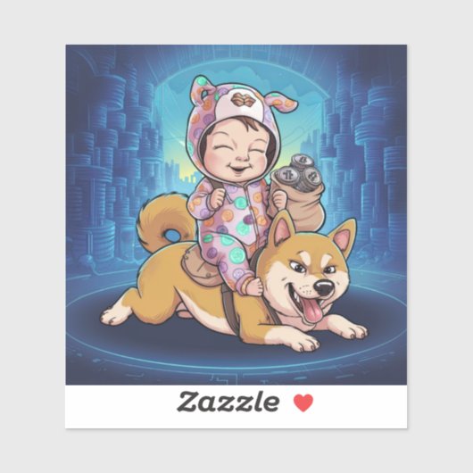 Sticker Crypto bébé et chien (Feuille)