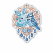 Sticker Crystal Blue Bunny and Blue Jay Heart (Devant)