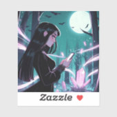 Sticker Crystals de charge de sorcière de Pleine lune dans (Feuille)