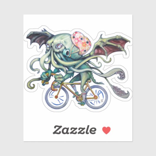 Sticker Cthulhu À Vélo (Feuille)