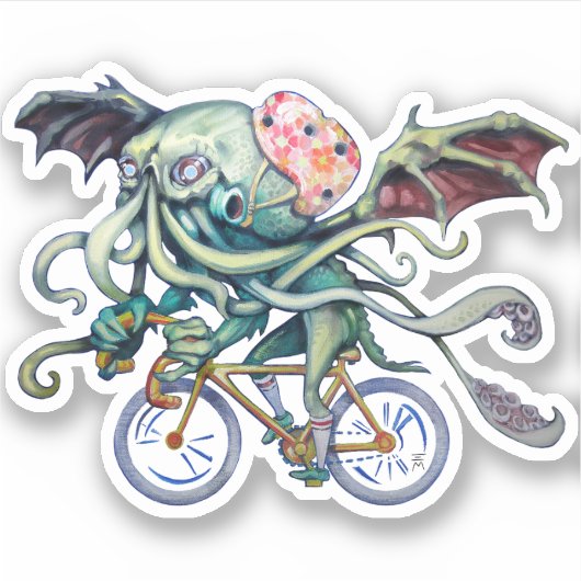 Sticker Cthulhu À Vélo (Devant)
