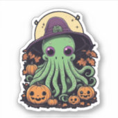 Sticker Cthulhu Halloween folie - Kawaii sorcière violette (Devant)