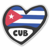 Sticker Cuba Code du pays Coeur du drapeau, CUB (Devant)