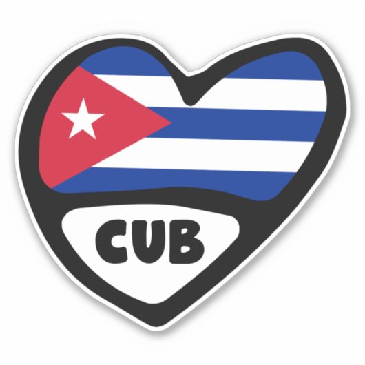 Sticker Cuba Code du pays Coeur du drapeau, CUB (Devant)