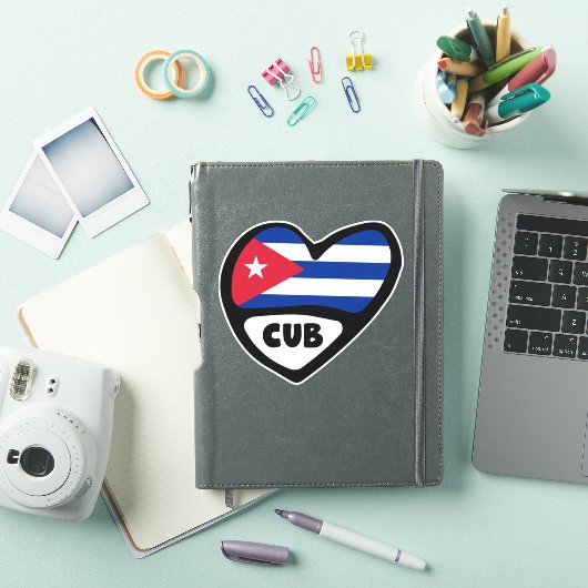Sticker Cuba Code du pays Coeur du drapeau, CUB (Couverture iPad)