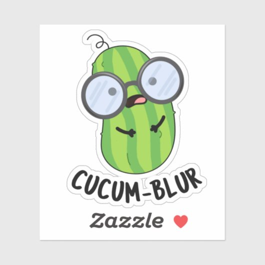 Sticker Cucum-blur Funny Veggie Cucumber Pun (Feuille)