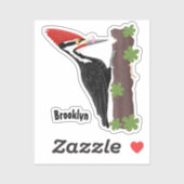 Sticker Cue drôle Pileated woodpecker dessin d'illustratio (Feuille)