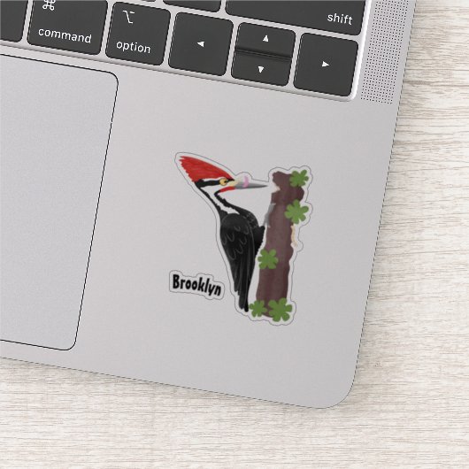 Sticker Cue drôle Pileated woodpecker dessin d'illustratio (Détail)