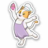 Sticker Cuire au chat avec tablier de Cuisine et muffin (Recto)