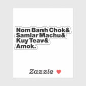 Sticker Cuisine de rue Cambodgienne / Khmer (Feuille)