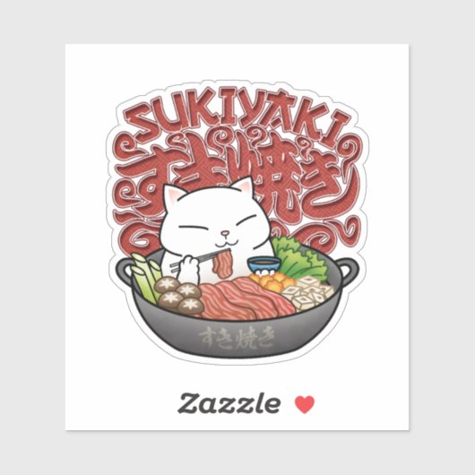 Sticker Cuisine japonaise Sukiyaki Chat (Feuille)