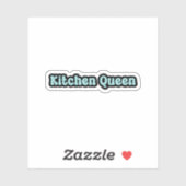 Sticker Cuisine Queen Blue Retro Texte (Feuille)