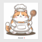 Sticker Cuisinier Chat Adorable (Feuille)