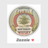 Sticker Cuivre fin Distillé Bourbon Whisky. (Feuille)