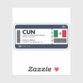 Sticker CUN Cancun Boarding Pass - Billet aéroport (Feuille)