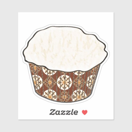 Sticker Cupcake à la noix de coco, Wrapper Brown au chocol (Feuille)