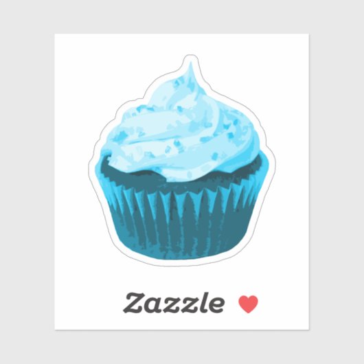Sticker Cupcake bleu moderne (Feuille)