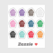 Sticker Cupcake Couleur personnalisée gâteaux (Feuille)
