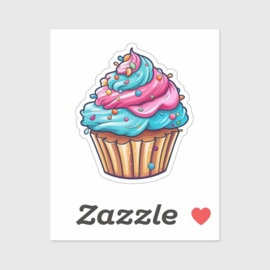 Sticker Cupcake de dessin animé (Feuille)
