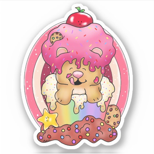 Sticker Cupcake d'ours poli coloré| (Devant)