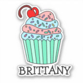 Sticker Cupcake et nom de dessin personnalisé (Devant)