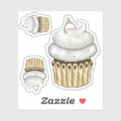 Sticker Cupcake Fiançailles doux (Feuille)