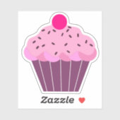 Sticker Cupcake rose et violet (Feuille)